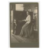 Victorian Girl at the Piano Cabinet Photo