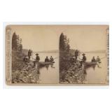 Fishing Party at Yellowstone Lake Stereoview