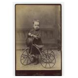 Illinois Boy with Tricycle Cabinet Photo