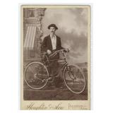 Minnesota Man with Safety Bicycle Cabinet Photo