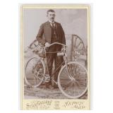 Iowa Man with Safety Bicycle Cabinet Photo
