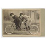 Chicago Sisters on Tandem Bicycle Cabinet Photo