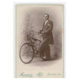 Hastings Nebraska Man with Bicycle Cabinet Photo
