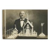 Folk Art Ivory Building Carver RPPC Postcard