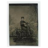 Child on Tricycle Tintype Photo
