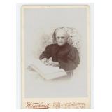 Blind Woman Reading Braille Cabinet Photo