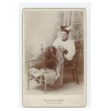 Woman with Poodle Dog Cabinet Photo