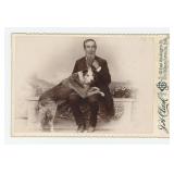 Man with Scotch Collie Dog Cabinet Photo