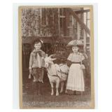 Children with Goat Cart Cabinet Photo