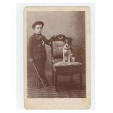 Blind Child with Cane Pet Dog Cabinet Photo