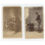 Men Teaching Dog Tricks CDV Photos