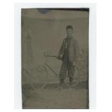 Bicycle Racer Tintype Photo