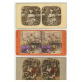 Female Vendors with Animals Vegetables Stereoviews