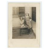 Girl with Pet Dog Cabinet Photo