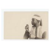 Black Egyptian Warrior with Rifle RPPC Postcard
