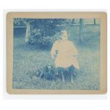 Girl with Pet Dog Cyanotype Photo