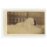 Quebec Canada Lion Snow Sculpture CDV Photo