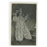 Woman Harlequin Clown Quilt Suit RPPC Postcard
