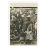 Crazy Quilt Girl with Dog RPPC Postcard