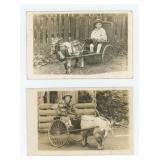 Children with Goat Cart RPPC Postcards