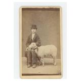 Boy with Sheep Michigan CDV Photo