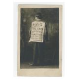 Walking Billboard Advertising RPPC Postcard
