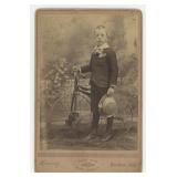 Goshen Indiana Boy with Tricycle Cabinet Photo