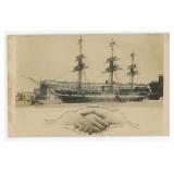 Old Ironsides Christmas RPPC Postcard