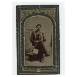 Occupational Double Horn Musician Tintype Photo
