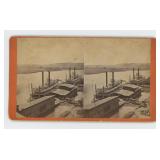 Stern Wheel Steamer Coaling Ohio Stereoview