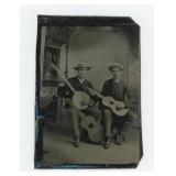 Occupational Banjo Guitar Player Tintype Photo