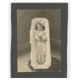Post Mortem Young Girl in Casket Cabinet Photo