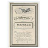 Bertha M. Hicks Post Mortem Funeral Card