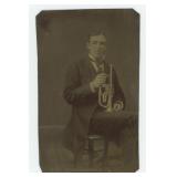 Occupational Cornet Musician Tintype Photo