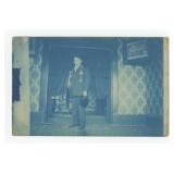 Man with Ice Skates Cyanotype RPPC Postcard