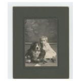 Child with Pet Dog Cabinet Photo