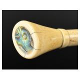 Whaler Made Scrimshaw Cane Walking Stick