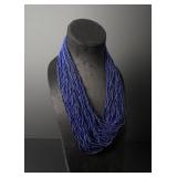 Konyak Naga Blue Glass Beaded Necklace