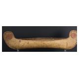 Ojibwe Indian Quilled Birch Bark Model Canoe