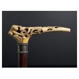 Japanese Monkey Fighting Snake Walking Stick Cane