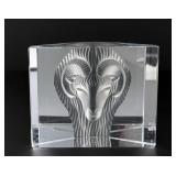Hoya Museum Japan Crystal Rams Head Paperweight