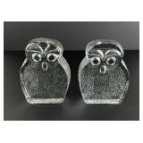 Blenko Art Glass Owl Bookends