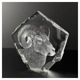 Mats Jonasson Bighorn Sheep Crystal Paperweight