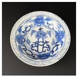 Guangxu Chinese Blue and White Porcelain Bowl