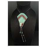 Zuni Petit Point Turquoise Sterling Bolo Tie