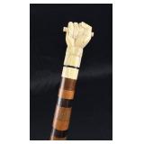 Whaler Made Scrimshaw Cane Walking Stick