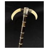 Folk Art Boar Tusk Walking Stick Cane