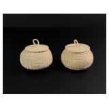 Set of Lidded Palm Baskets