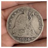 1854 O Seated Liberty Silver Half Dollar
