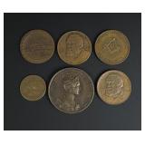 Collection of Copper Tokens and Medals